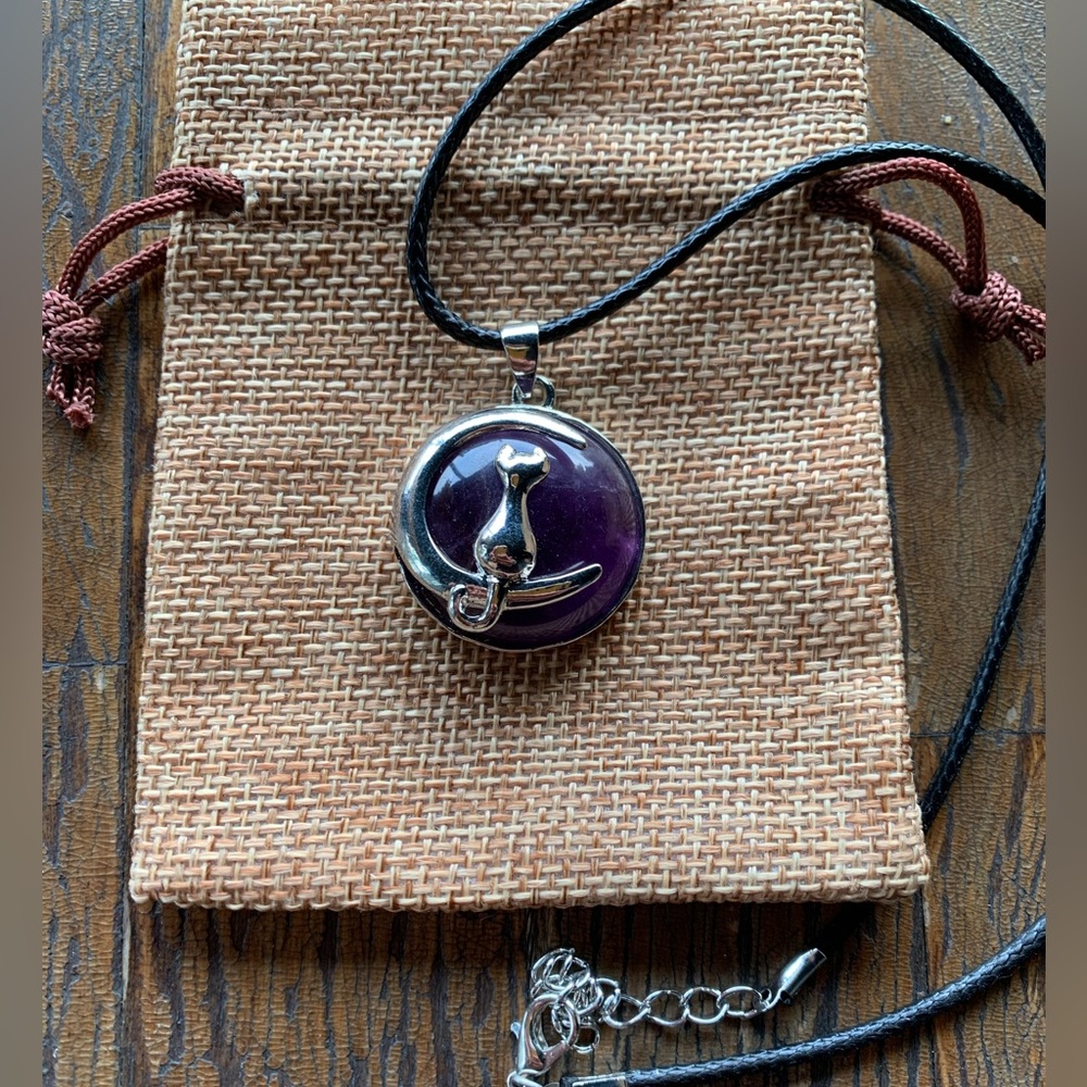 Crystal Cat Necklace | Kitty Cat Jewelry | Amethyst Cat Pendant | Teen Girl Gift